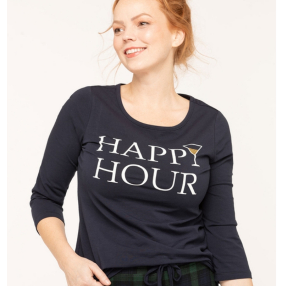 ✨3/$15 Cleo | Navy Blue "Happy Hour" Pajama Top 🍸